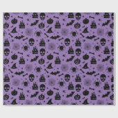 Halloween-Muster lila und schwarz Geschenkpapier (Flach)