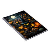 Halloween-Muster mit Hexenhut und Coolen Kürbiskin Notizblock (Rechte Seite)