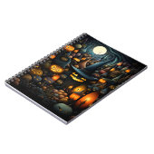 Halloween-Muster mit Hexenhut und Coolen Kürbiskin Notizblock (Linke Seite)