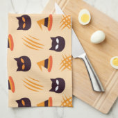 Halloween Muster mit Katzen und Beige Muster Geschirrtuch (Viertel Falte)