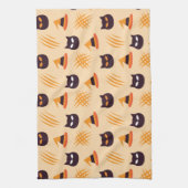 Halloween Muster mit Katzen und Beige Muster Geschirrtuch (Vertikal)