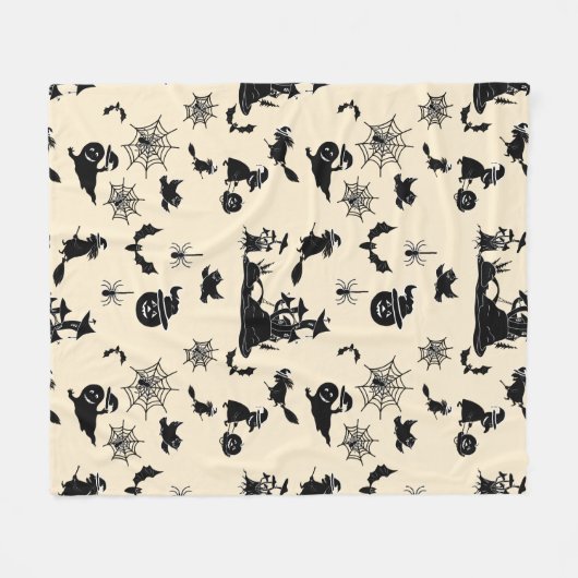 Halloween-Muster mit Kürbisschlägerhexen Fleecedecke (Vorderseite (Horizontal))