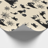 Halloween-Muster mit Kürbisschlägerhexen Geschenkpapier (Ecke)