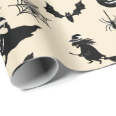 Halloween-Muster mit Kürbisschlägerhexen Geschenkpapier (Rolleneckpunkt)