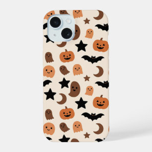 Halloween-Muster mit süßen Geistern und Kürbissen iPhone 15 Hülle