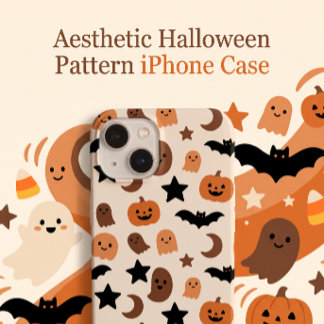 Halloween-Muster mit süßen Geistern und Kürbissen iPhone 15 Hülle