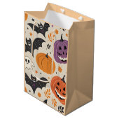 Halloween-Muster Mittlere Geschenktüte (Vorderseite Schrägansicht)