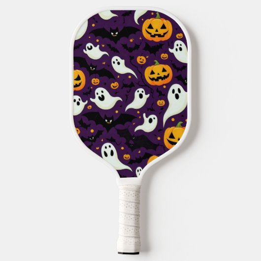 Halloween Muster Name Bats Boo Ghost Lila Cool Pickleball Schläger (Rückseite)