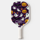 Halloween Muster Name Bats Boo Ghost Lila Cool Pickleball Schläger (Vorderseite)