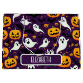 Halloween Muster Name Bats Ghost Beängstigend Fun Große Geschenktüte (Vorderseite)