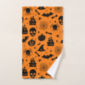 Halloween-Muster orange und schwarz Badhandtuch Set (Handtuch)