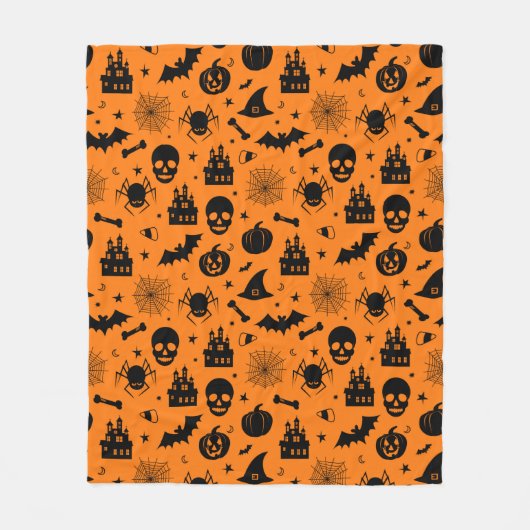 Halloween-Muster orange und schwarz Fleecedecke (Vorderseite)