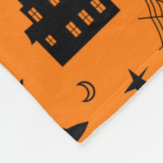 Halloween-Muster orange und schwarz Fleecedecke (Ecke)