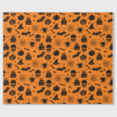 Halloween-Muster orange und schwarz Geschenkpapier (Flach)