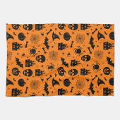 Halloween-Muster orange und schwarz Geschirrtuch (Horizontal)