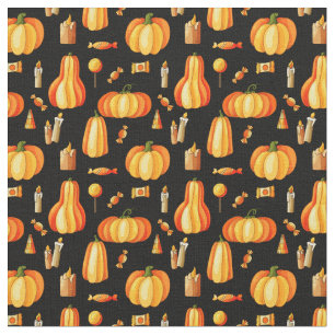 Halloween Muster, Orangenpumpen, Candy & Candle Stoff