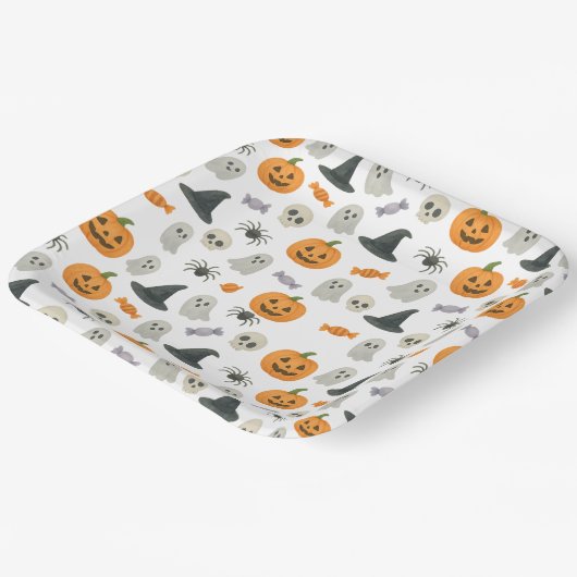 Halloween-Muster Pappteller (Gewinkelt)