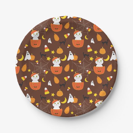 Halloween-Muster Pappteller (Vorderseite)