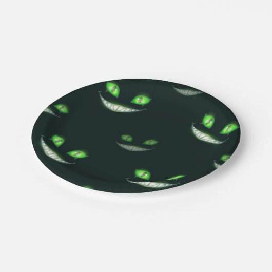 Halloween-Muster Pappteller (Schrägansicht)