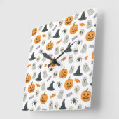 Halloween-Muster Quadratische Wanduhr (Winkel)