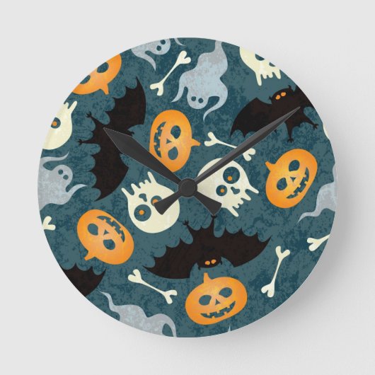 Halloween-Muster Runde Wanduhr (Vorderseite)