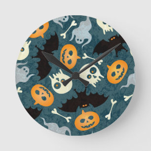 Halloween-Muster Runde Wanduhr