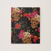 Halloween-Muster, Schädel, Rosen, gotisch, Puzzle (Vertikal)