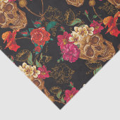 Halloween-Muster, Schädel, Rosen, gotisch, Seidenpapier (Ausschnitt)