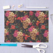 Halloween-Muster, Schädel, Rosen, gotisch, Seidenpapier (Handwerk)