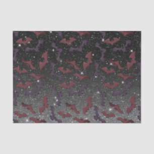 Halloween-Muster Schwarze Glitzerfledermäuse flieg Seidenpapier