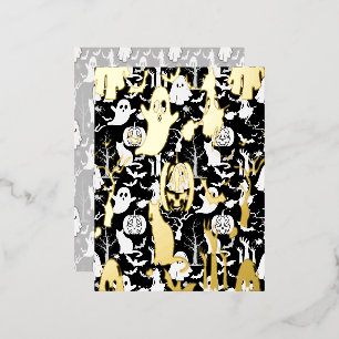 Halloween-Muster. Spooky und niedlich.b Black BG Folien Feiertagspostkarte