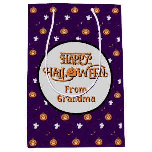 Halloween-Muster und gruselige Nachricht Mittlere Geschenktüte