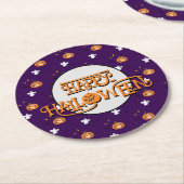 Halloween-Muster und Nachricht Runder Pappuntersetzer (Angewinkelt)