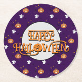 Halloween-Muster und Nachricht Runder Pappuntersetzer (Vorderseite)