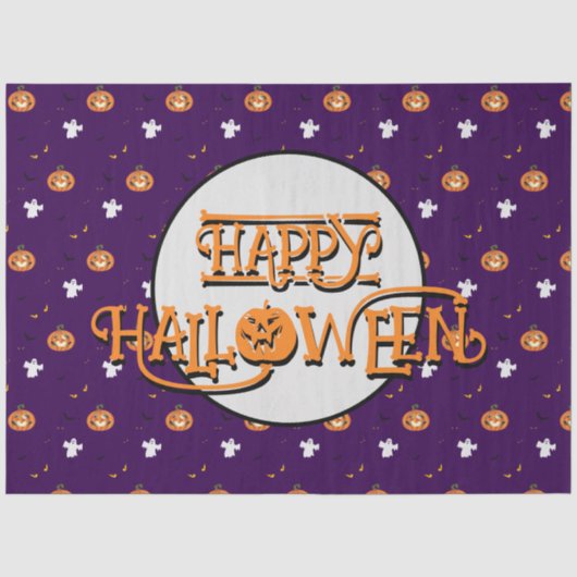 Halloween-Muster und Nachricht Seidenpapier (Vorderseite)