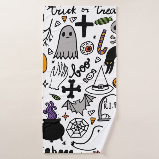 Halloween-Muster. Vintager Hintergrund Badehandtuch (Badehandtuch)