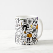 Halloween-Muster. Vintager Hintergrund Kaffeetasse (VorderseiteRechts)