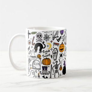 Halloween-Muster. Vintager Hintergrund Kaffeetasse