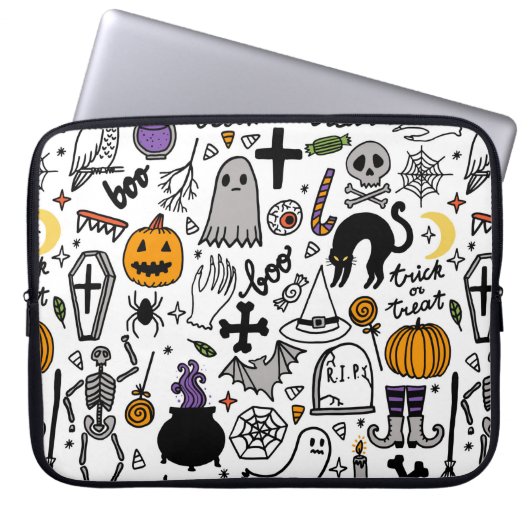 Halloween-Muster. Vintager Hintergrund Laptopschutzhülle (Vorderseite)