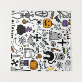 Halloween-Muster. Vintager Hintergrund Wandteppich (Vorderseite (Horizontal))