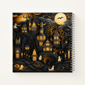 Halloween-Muster weiße Geister in der Stadt Notizblock (Rückseite)