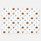 Halloween-Muster Weißwrapping Paper Sheets Geschenkpapier Set (Vorderseite 3)
