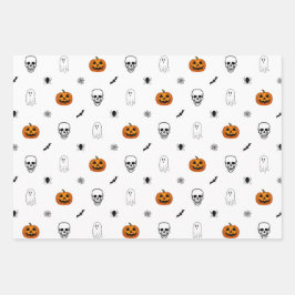 Halloween-Muster Weißwrapping Paper Sheets Geschenkpapier Set
