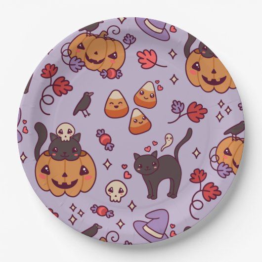 Halloween-Musterdekoration Kaffee-Tasse Pappteller (Vorderseite)