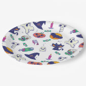 Halloween-Musterdekoration Pappteller (Schrägansicht)