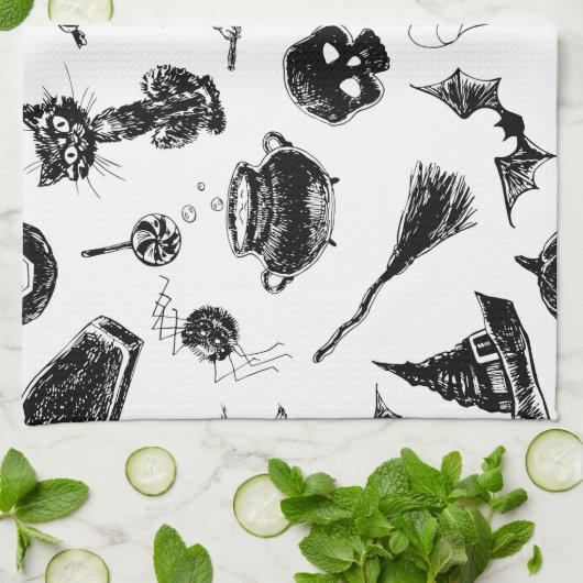 Halloween-Musterdesign Geschirrtuch (Gefaltet)