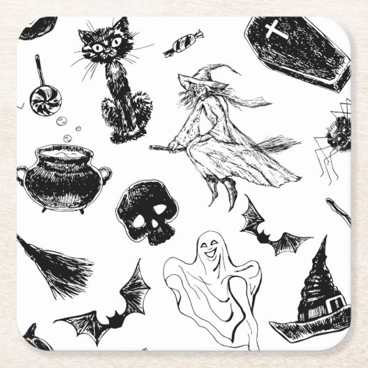Halloween-Musterdesign Rechteckiger Pappuntersetzer (Vorderseite)