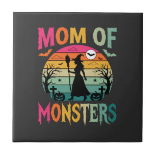 Halloween-Mutter der Monster Hexe Sonnenuntergang Fliese