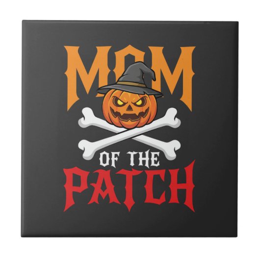 Halloween-Mutter des Patch-Kürbis-Hexe Fliese (Vorderseite)