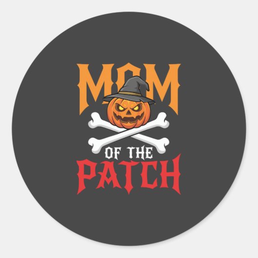 Halloween-Mutter des Patch-Kürbis-Hexe Runder Aufkleber (Vorderseite)
